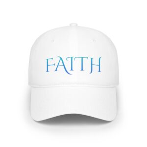 Muslim cap white with FAITH written on it in blue