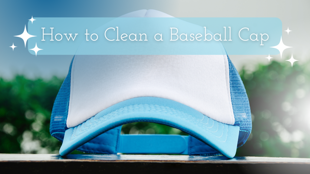 How to Clean a Baseball Cap Title next to a white and blue baseball cap